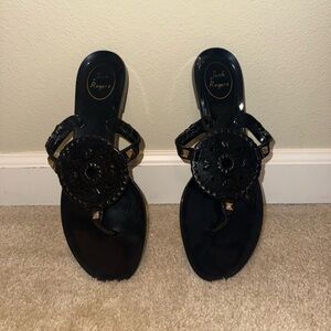 Jack Rogers Women's Black Gold Studded Sandals
